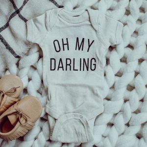 Cream 'Oh My Darling' Short Sleeve Baby Bodysuit